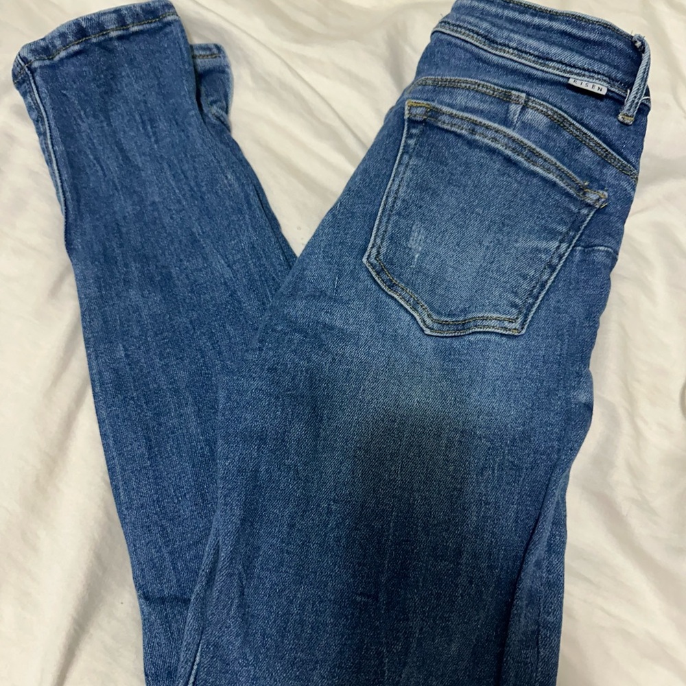 Risen Split Ankle Hem Mid Wash Jeans